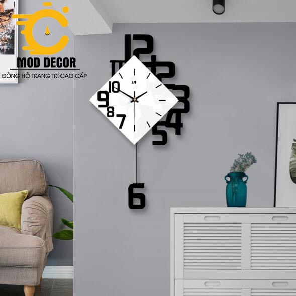 Đồng hồ treo tường kim trôi quả lắc bộ số nổi 1850A