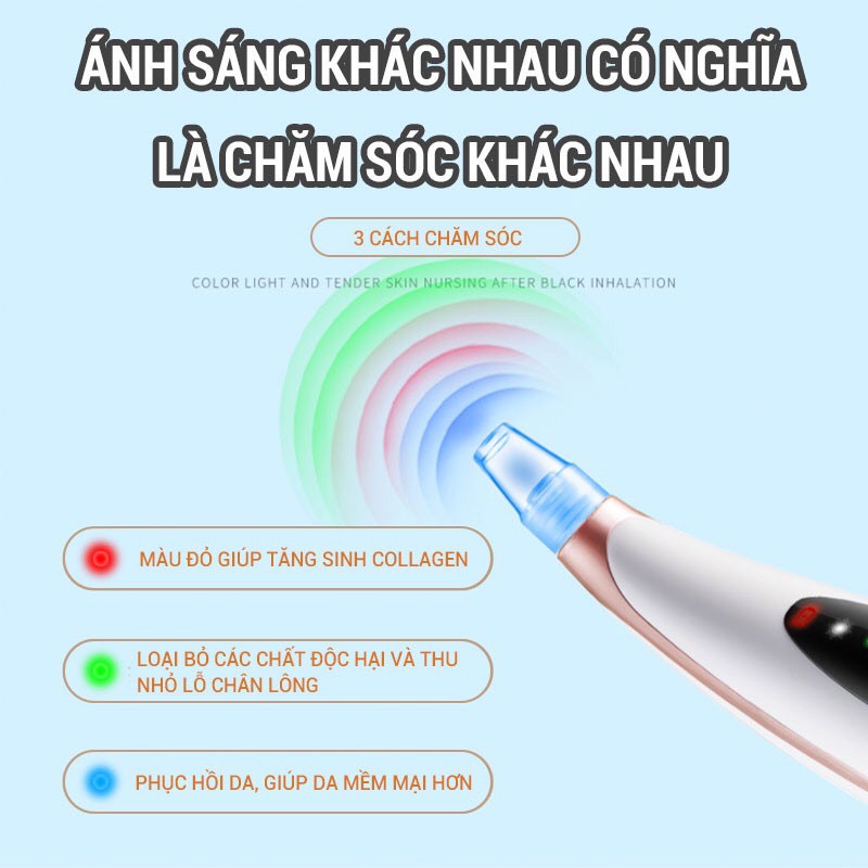 Máy hút mụn đầu đen dụng cụ làm sạch lỗ chân lông làm nóng giúp hút mụn cám, mụn đầu đen