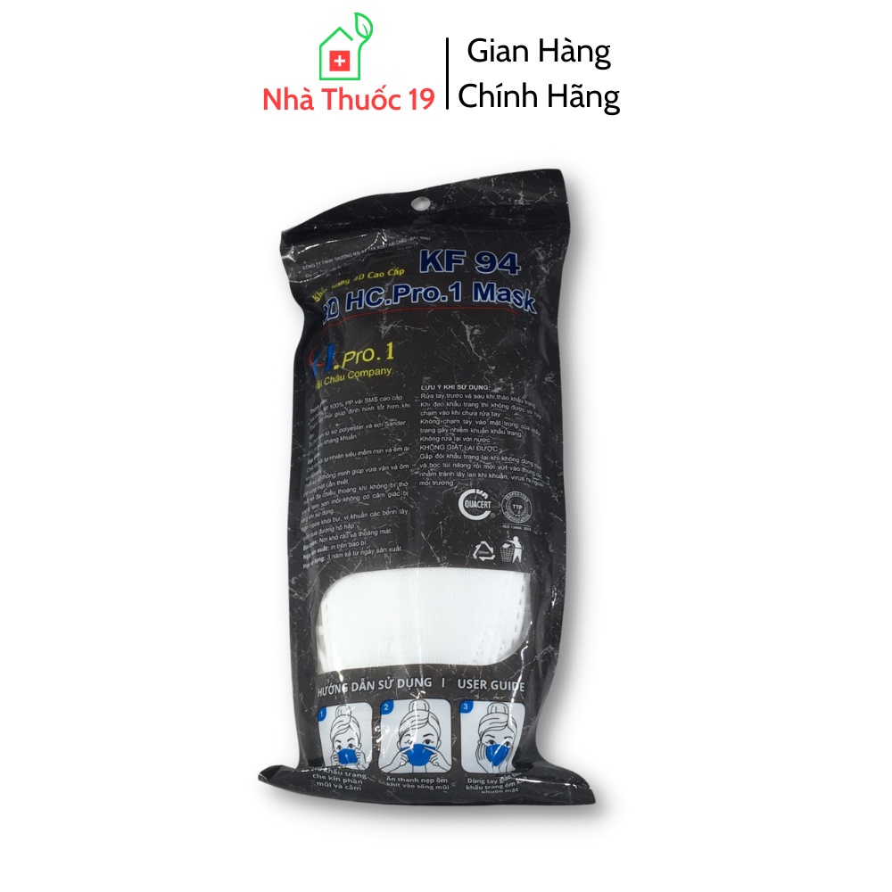 Khẩu Trang 4D KF94 Hải Châu Company Mask Đạt Tiêu Chuẩn Hàn Quốc Khẩu Trang 4D Mask Hải Châu (50 chiếc)
