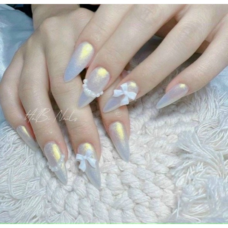 Nơ Nhựa Trắng Trang Trí Móng
