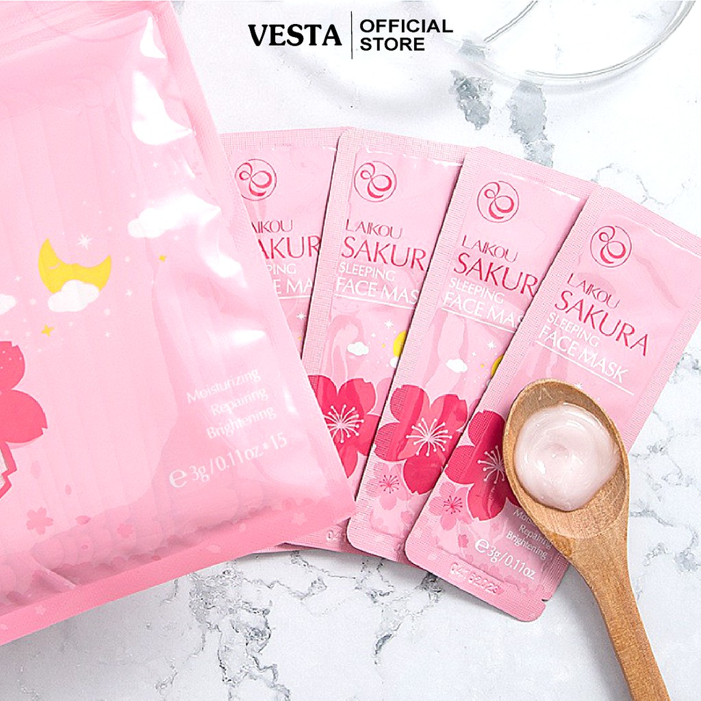 Mặt nạ ngủ hoa anh đào - 1 gói lẻ mask thạch dưỡng trắng sakura laikou cấp ẩm sáng da | BigBuy360 - bigbuy360.vn