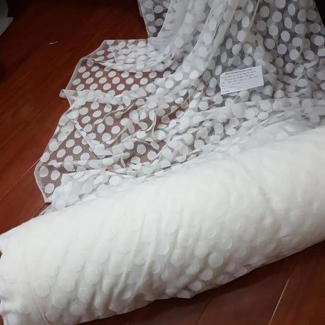Vải lưới chấm bi khổ 1.5m NHẬP KHẨU HÀN QUỐC hàng mềm đẹp RLC001, mua từ 0.1m