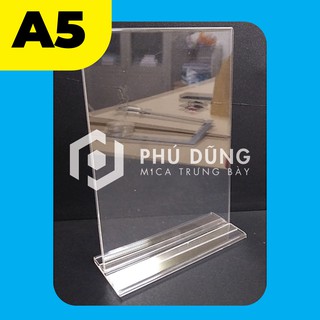 Kệ Menu Mica ĐỨNG A5 - Đế Lùa Tiện Lợi