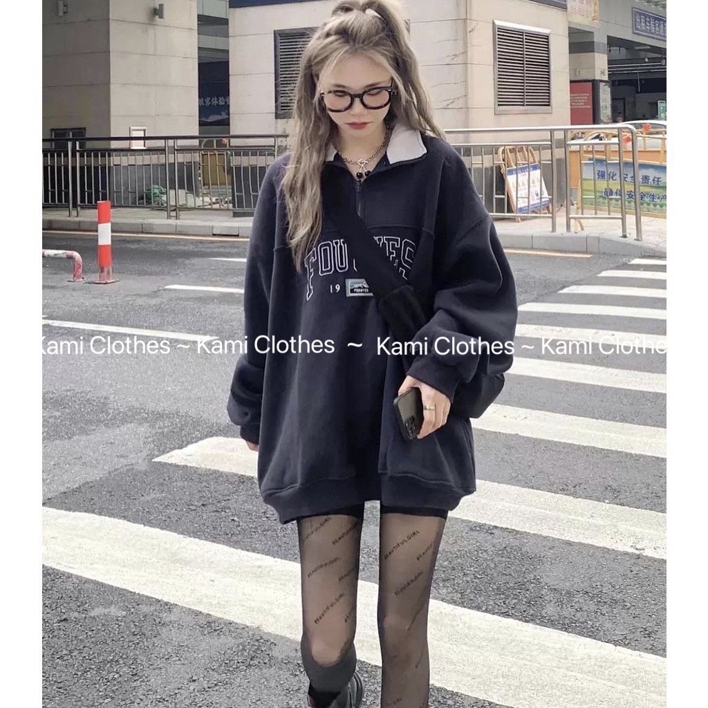Áo Hoodie xanh dương phong cách Hàn Quốc, Áo Sweater cao cổ dài tay bồng form rộng cá tính Ulzzang - KAMI Clothes | BigBuy360 - bigbuy360.vn