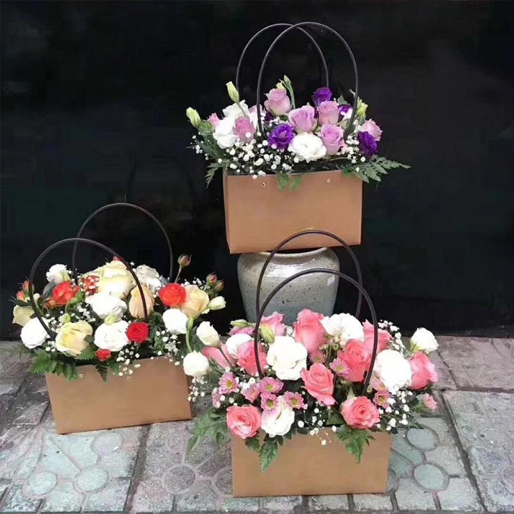 Túi Giấy Kraft Đựng Hoa Chống Thấm Nước Có Tay Cầm Sắp Xếp Gọn Gàng Trang Trí Tiệc Sinh Nhật / Valentine