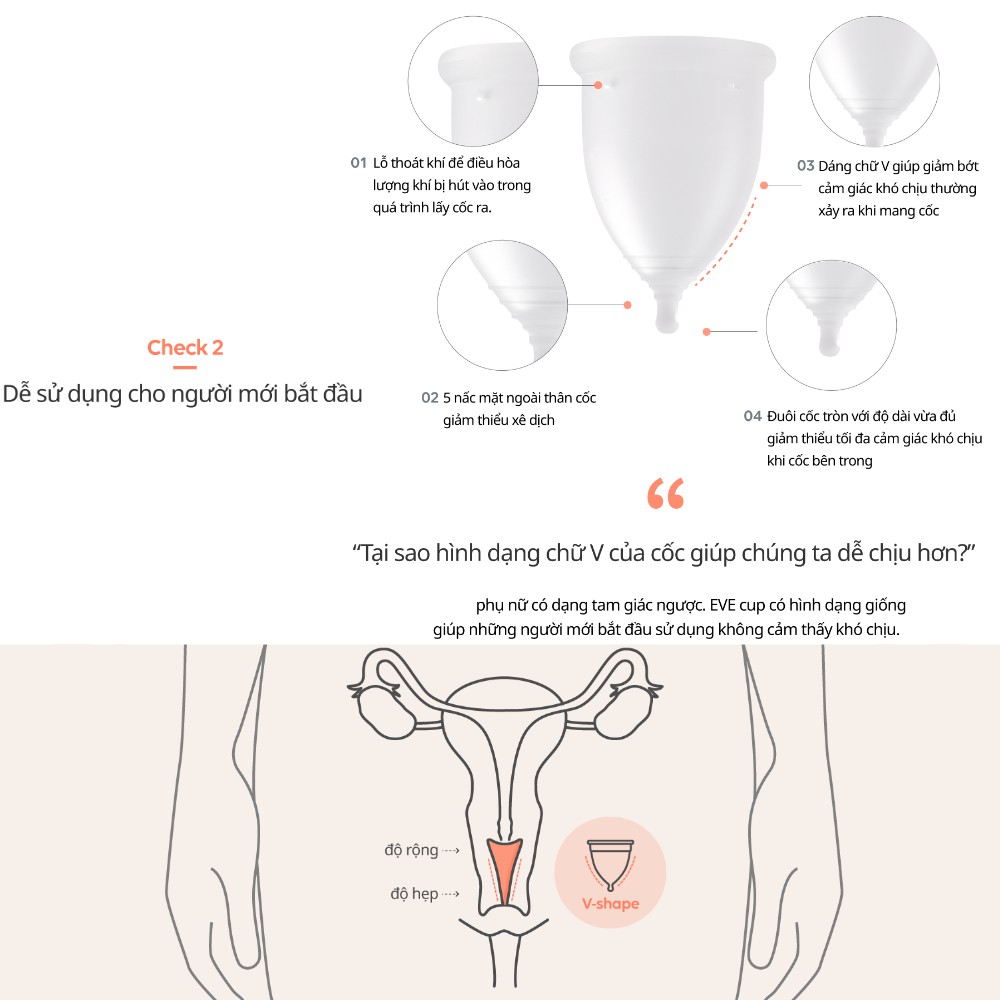 Combo 02 Cốc Nguyệt San EVE kèm quà tặng - 100% silicone Y Tế, chuẩn FDA Mỹ - Hỗ trợ chu kỳ
