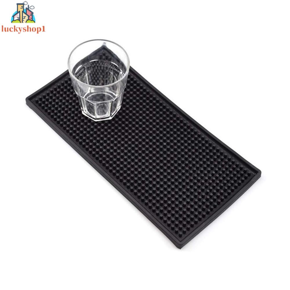1 Miếng Lót Ly Bằng Cao Su PVC Dày Chống Trượt Màu Đen Hình Chữ Nhật