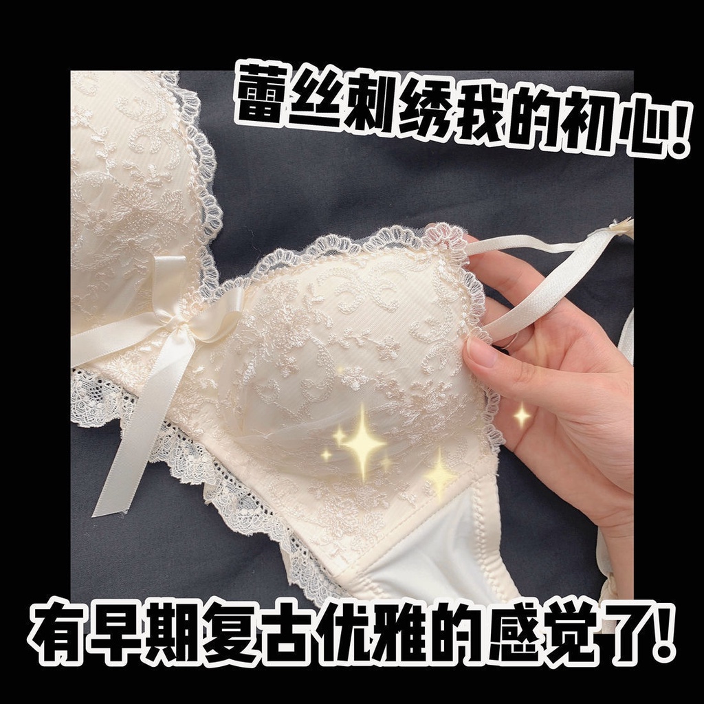 Set Đồ Lót Ren Không Gọng Thép Dày Dặn Quyến Rũ Chống Chảy Xệ Cho Nữ