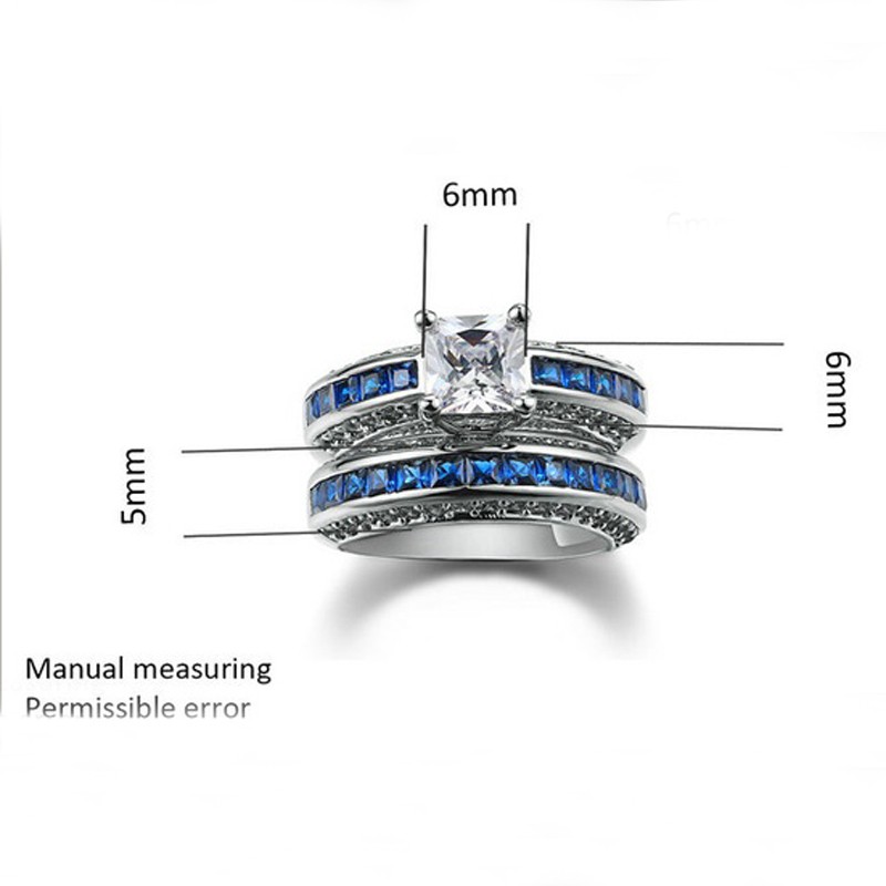 Nhẫn đính hôn gắn đá sapphire trắng cho nữ (kích cỡ 6-10)