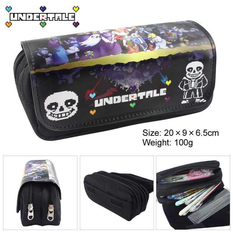 Undertale PU Canvas Cartoon Pencil Case Boys and Girls School Supplies Wallet Gifts