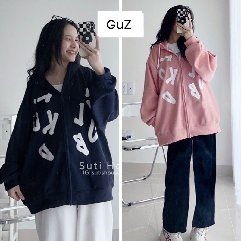 Áo khoác nỉ CLUB nam nữ unisex form rộng khóa kéo vải nỉ cotton mũ 2 lớp dày dặn siêu ấm cho mùa thu đông GUZ