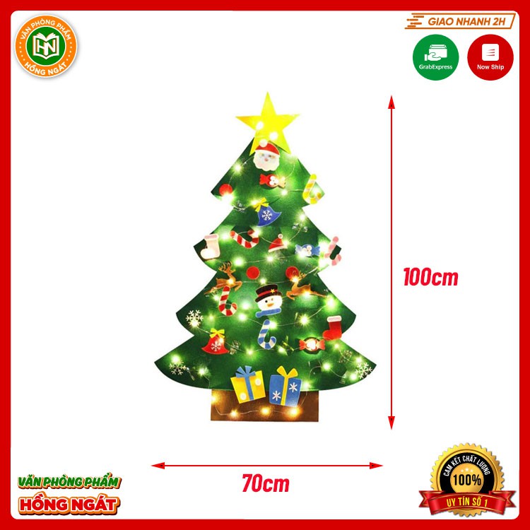 Cây Thông Noel Vải Nỉ CÓ ĐÈN LED kích thước 100 x 70 cm tự trang trí trong mùa Giáng Sinh