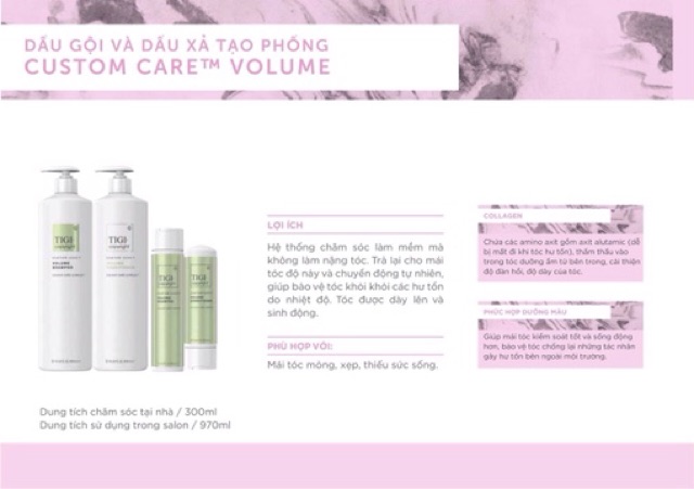 Dầu gội xã tăng phồng Tigi Copyright CUSTOM CARE VOLUME 300ml 250ml