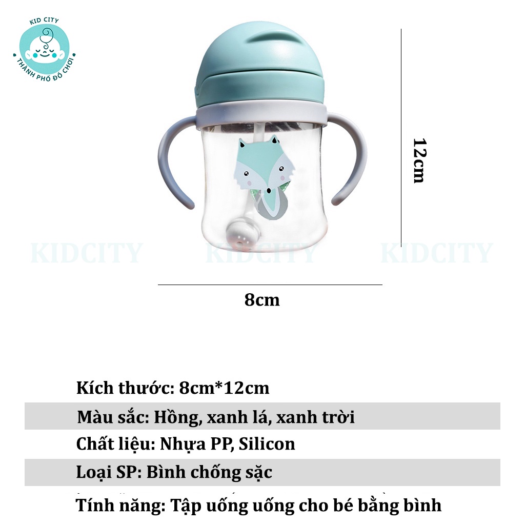 [Ảnh thật]  Bình Nước Tập Uống Cho Bé Chống Sặc Thể Tích 250ml Hình Siêu Đáng Yêu