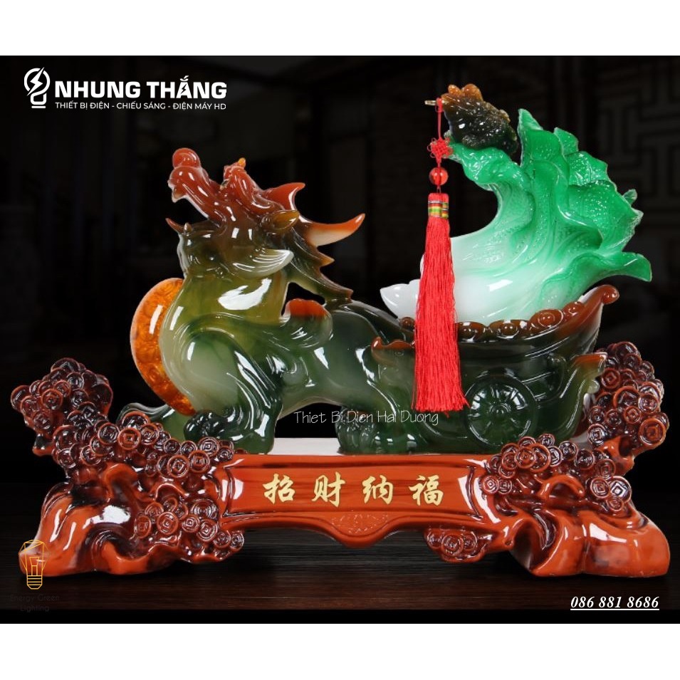 Tượng Phong Thủy Decor Tỳ Hưu Kéo Bắp Cải PT-35 - Chiêu Tài Hút Lộc - Size Nhỏ Dài 40cm - Bảo Hành 1 Năm