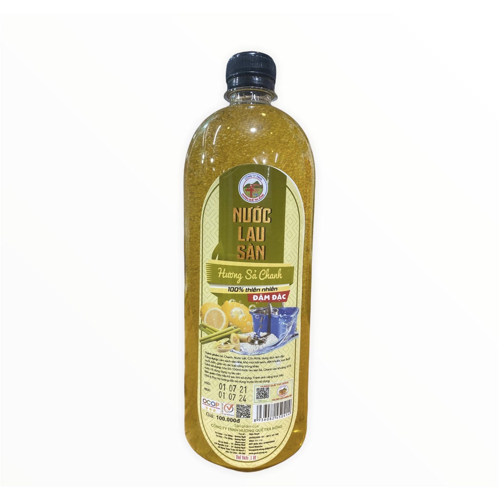 Nước lau sàn nhà Đậm Đặc Hương Sả Chanh Trà Bồng Organic 100% Thiên Nhiên Diệt Khuẩn xua đuổi muỗi | An Toàn Cho