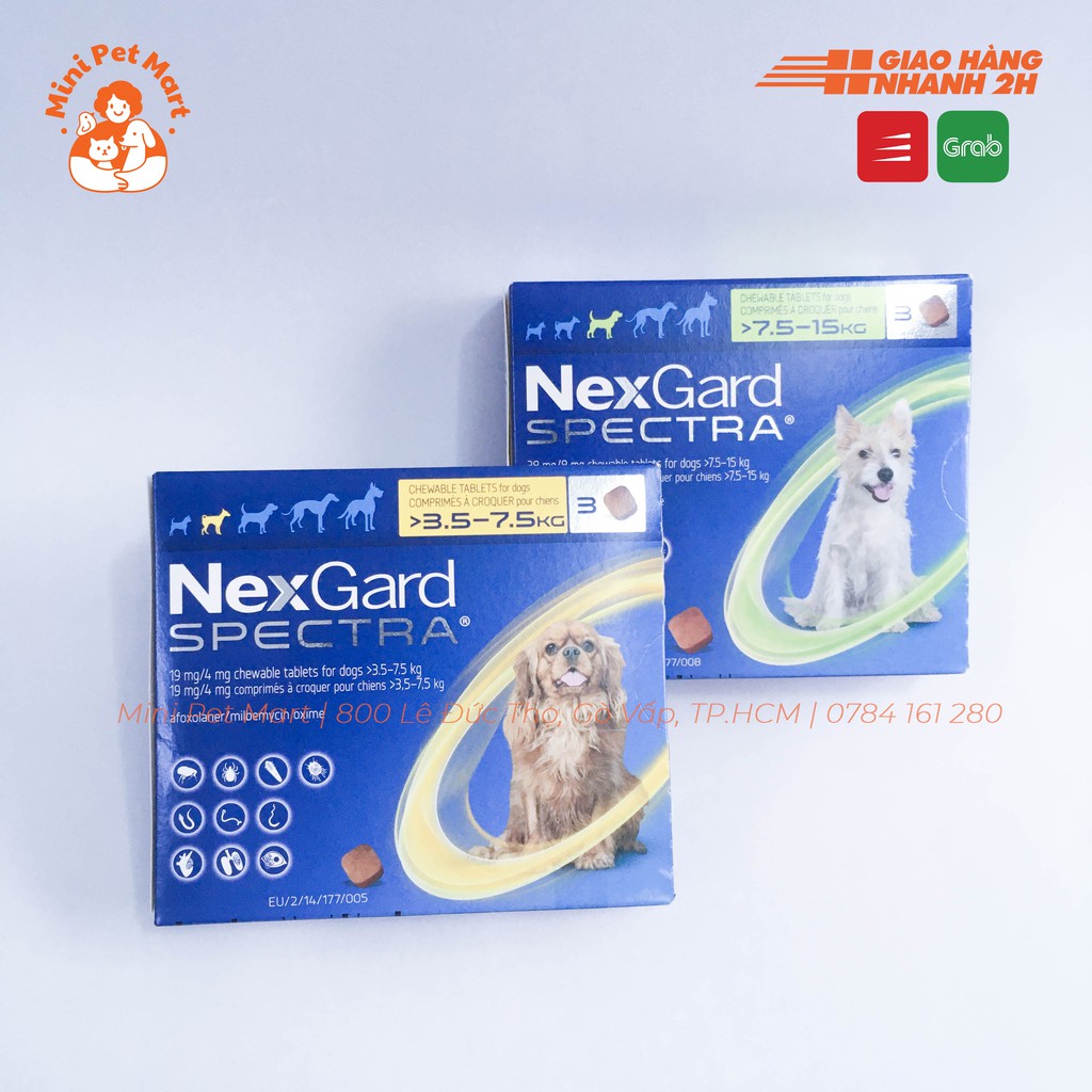 NEXGARD SPECTRA - Loại bỏ ve, bọ chét, tẩy giun cho chó - Vị thịt bò