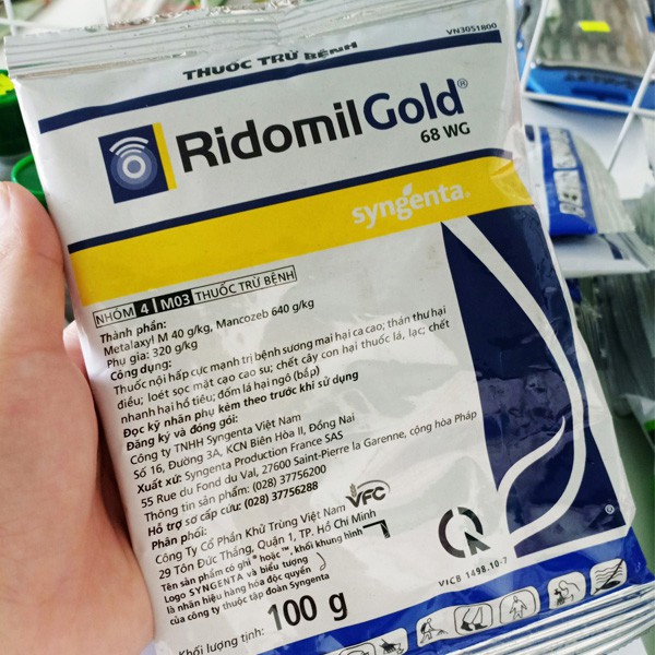 RIDOMIL GOLD 68WG – THUỐC TRỊ NẤM BỆNH CỰC MẠNH Gói 100g Trị vàng lá, đốm lá, sương mai, thán thư, xì mủ...