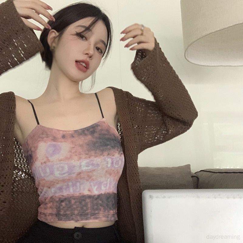 Áo Tank Top Hai Dây Ôm Dáng Phong Cách Hàn Quốc Quyến Rũ Dành Cho Nữ