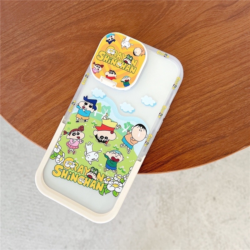 Ốp lưng iphone mềm dẻo viền bo tròn chống sốc có gương che bảo vệ camera và chân để bàn tiện lợi hoạt hình cushin cute