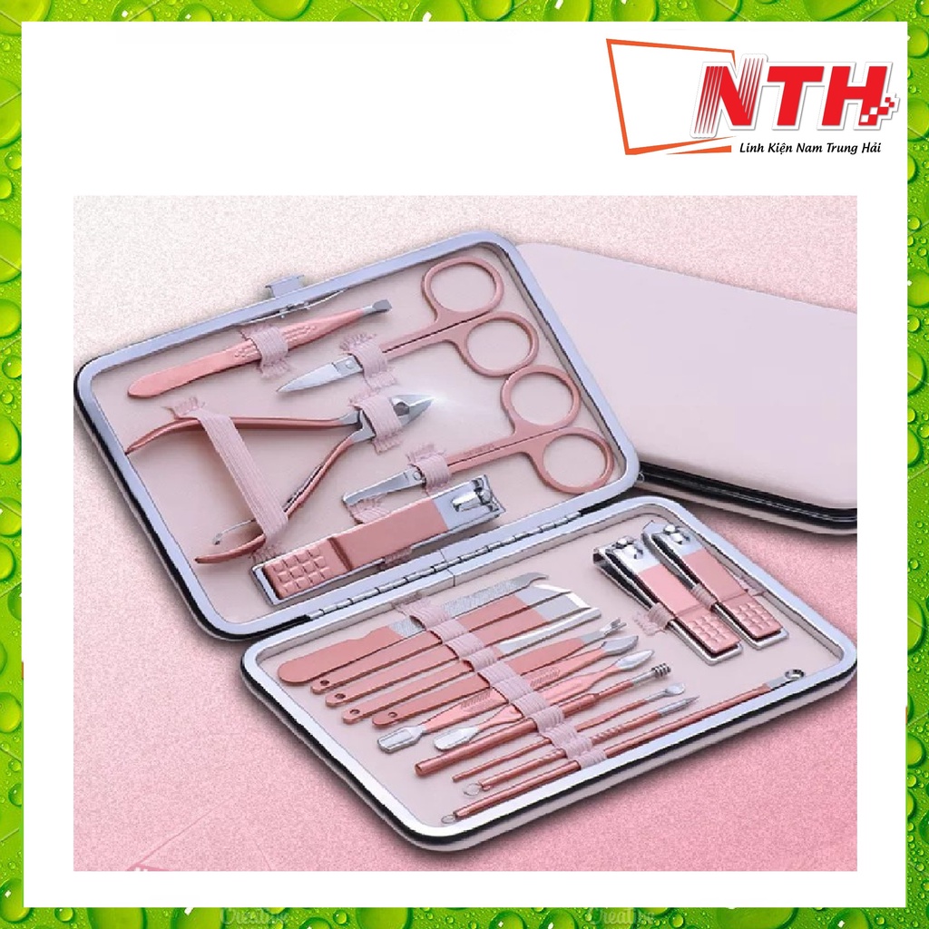 BỘ CẮT , BẤM MÓNG TAY 18 MÓN MÀU HỒNG PINKY