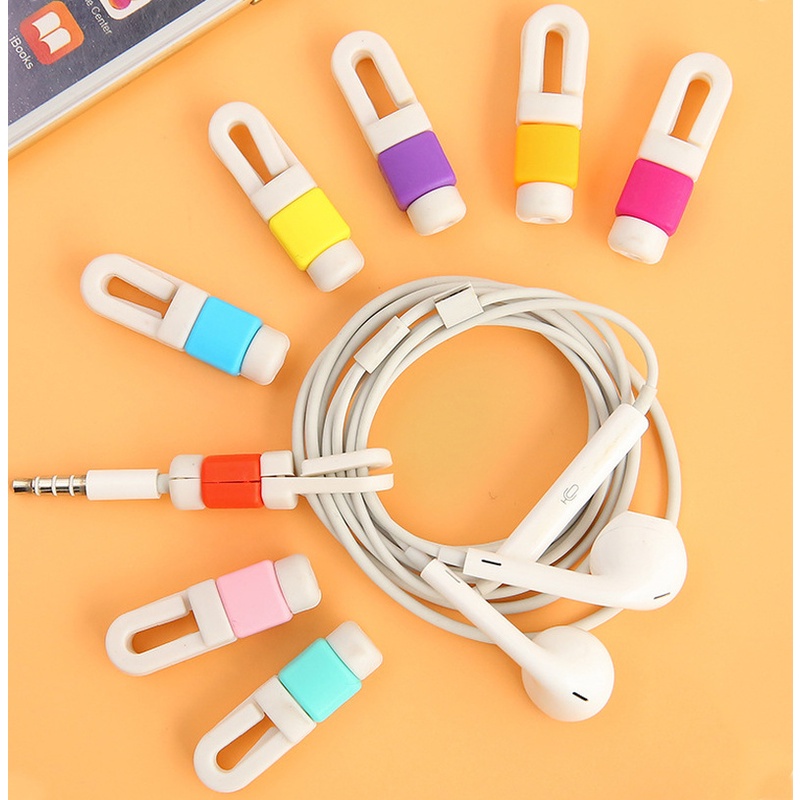 Phụ kiện bảo vệ dây cáp sạc/ tai nghe bằng silicon màu sắc ngọt ngào tiện dụng