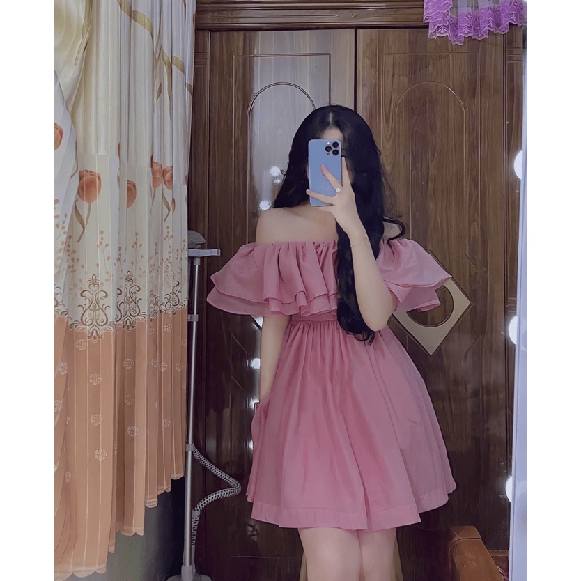 (FREE SHIP) FREE SHIP ĐẦM XÒE VAI TRẦN TƠ XƯỚC FORM BABY DOLL XINH XẮN ĐÁNG YÊU VALENTINNA