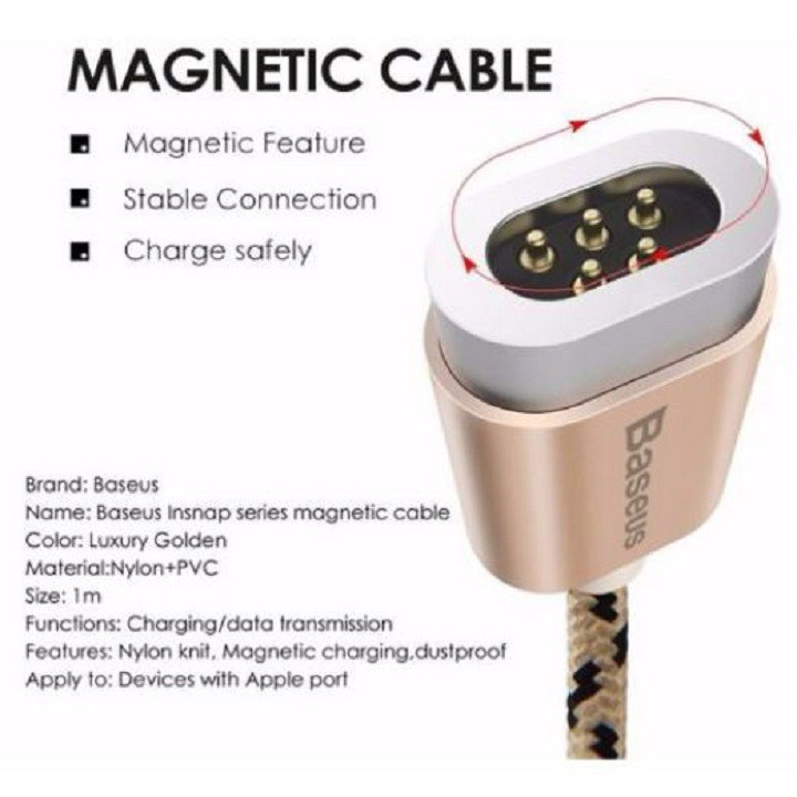 Cáp Sạc Nam Châm Từ Tính Magnetic Cable (Vàng)