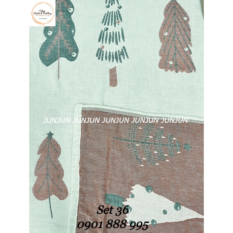 N18_SET Chăn Ga Gối vải Xô Organic cotton dòng Basic