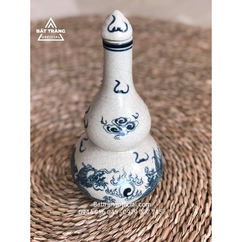 Nậm đựng rượu thờ cúng men rạn đen Bát Tràng