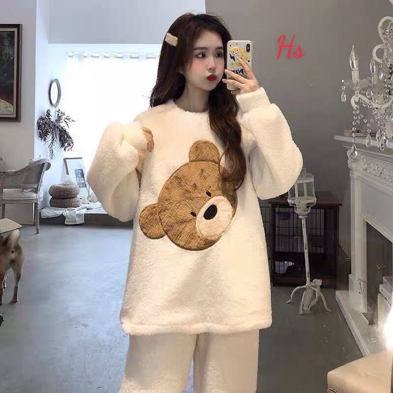 Bộ ngủ gấu lông 2 mặt , chất dày dặn,hàng xịn - Shop Q&amp;V SP000610