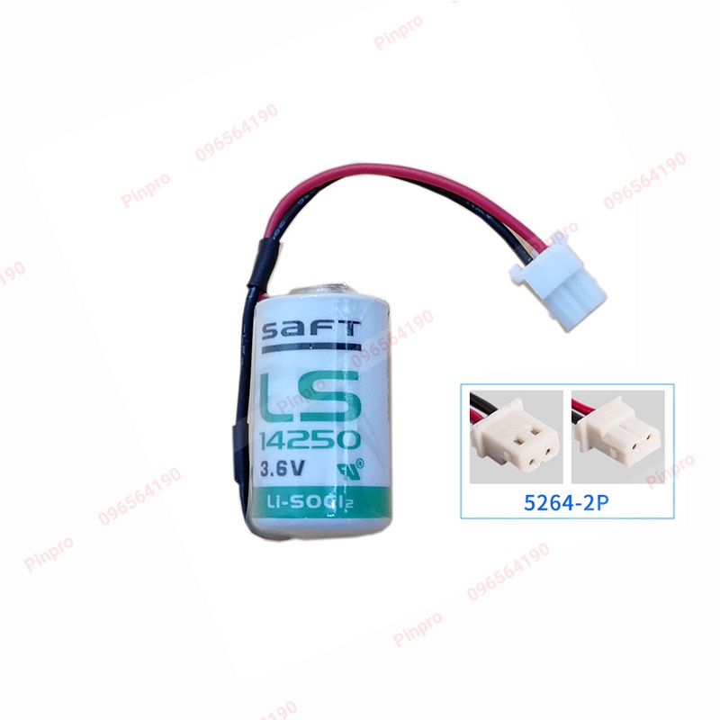 Pin SAFT LS14250 chân hàn, có Jack cắm 3.6V 1/2AA