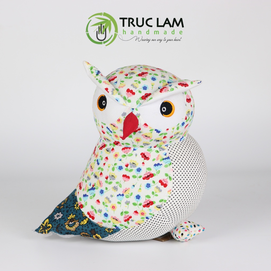 Đồ Chơi Cho Bé Thú Nhồi Bông Hình Cú Mèo Vải Hoa Bông Gòn Cao Cấp - Trúc Lâm Handmade