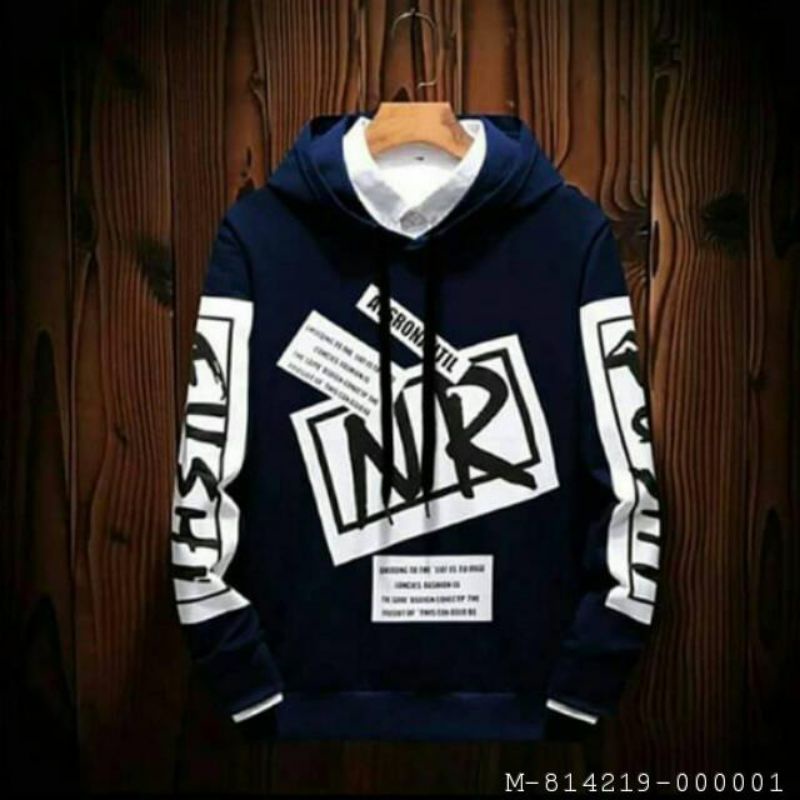 Áo thun nam tay dài in chữ HOODIE thời trang cá tính HOODIE VSMB-461Áo khoác lông cừu dày dặn dáng ôm thời trang