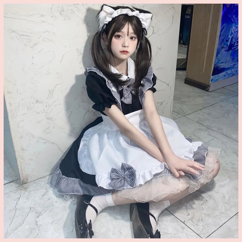 [O] Maid cosplay - Đầm hóa trang hầu gái họa tiết phối kẻ caro người giúp việc dễ thương [Miu Cosplay] | WebRaoVat - webraovat.net.vn