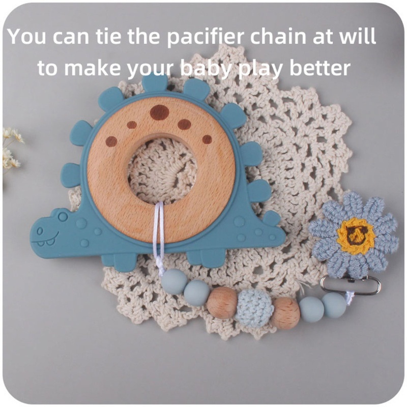 Đồ Chơi Ngậm Nướu Hình Khủng Long Hoạt Hình Bằng Silicon Cho Bé