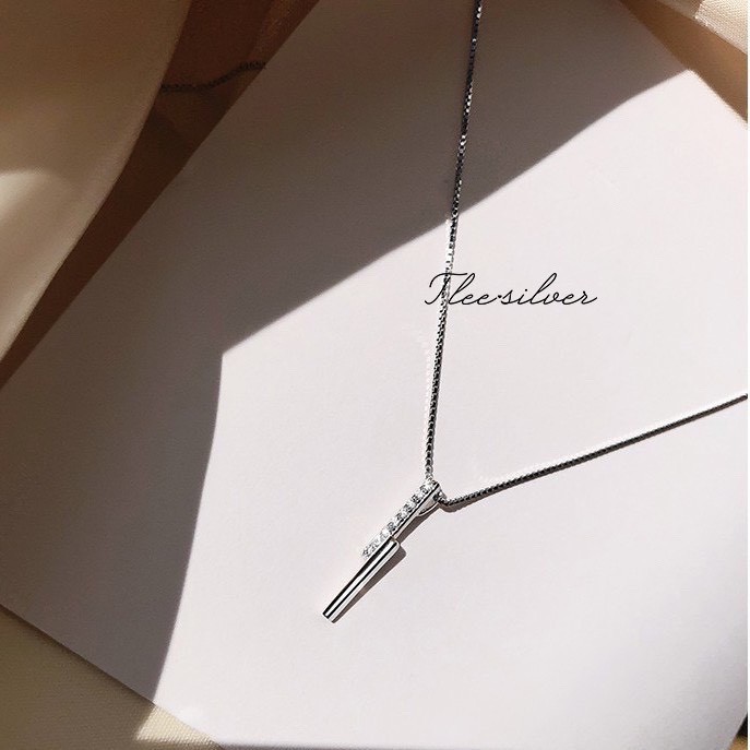 Dây chuyền bạc nữ TLEE thanh bạc cách điệu nạm đá xinh xắn TleeJewelry D0180