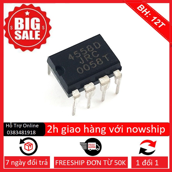 IC Khuếch Đại 4558D DIP8- Linhkiendientubk