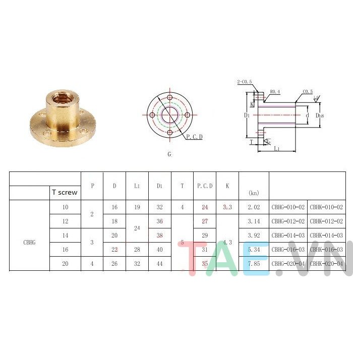 Đai Ốc Vít Me T12