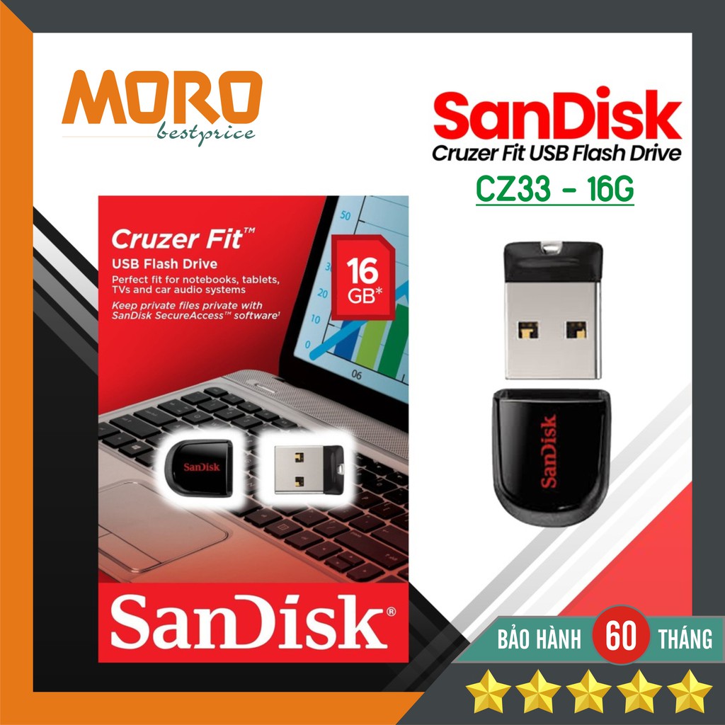 [USB mini siêu nhỏ] Sandisk Cruzer Fit CZ33 - USB 16GB / 32GB 2.0 mini siêu nhỏ - Bảo hành 5 năm | BigBuy360 - bigbuy360.vn