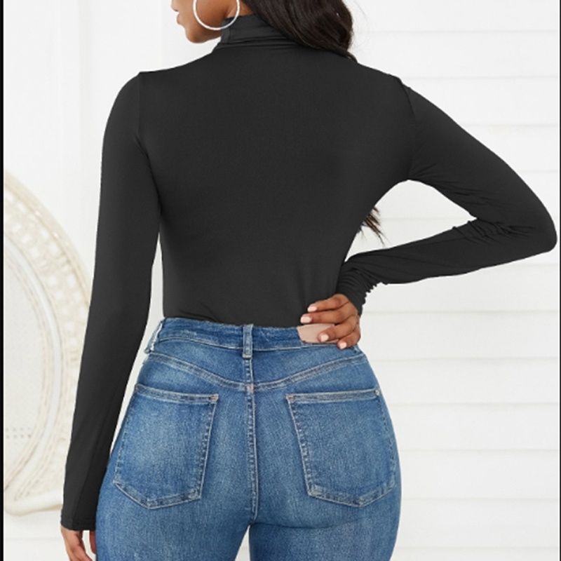 Bộ áo liền quần cổ lọ tay dài dáng ôm thời trang cho nữ | BigBuy360 - bigbuy360.vn