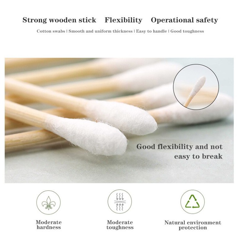 Bộ 100 Tăm Bông Y Tế Bằng Tre Cotton Tiện Dụng Cho Gia Đình