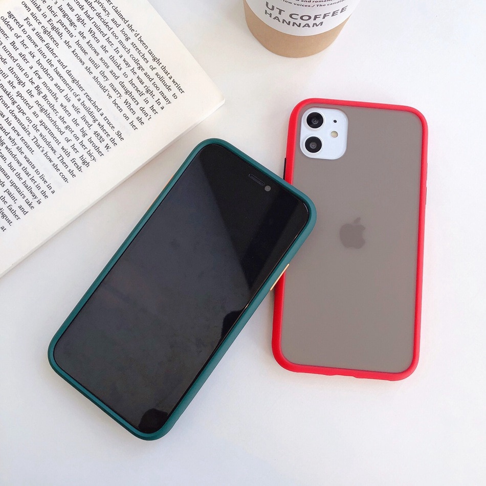 Ốp điện thoại nhựa PC cứng mờ phối viền màu thời trang dành cho iPhone 11Pro Max 7Plus 8Plus | BigBuy360 - bigbuy360.vn
