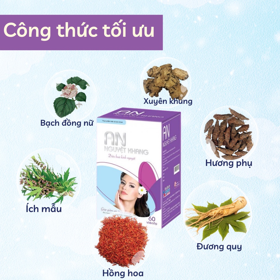 Viên uống AN NGUYỆT KHANG giúp giảm đau bụng kinh, điều hòa kinh nguyệt