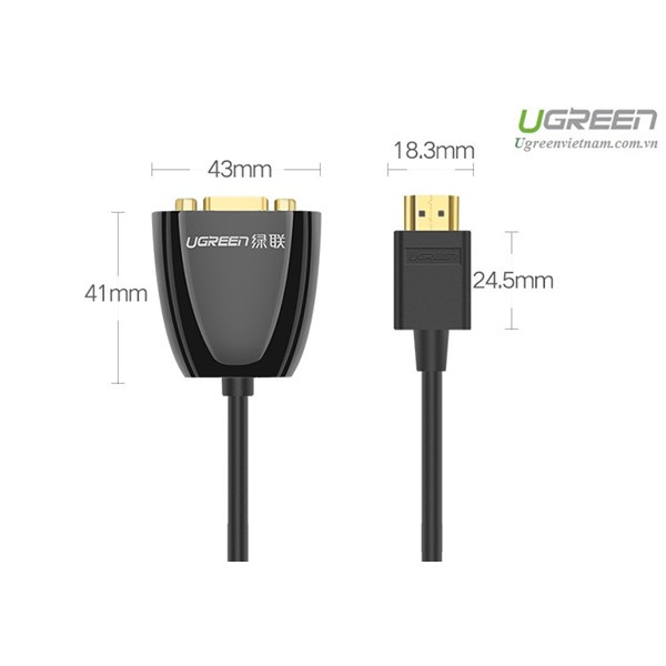 Cáp chuyển đổi HDMI to VGA ( không Audio )chính hãng Ugreen 40253 cao cấp