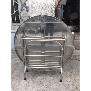 Bàn tròn inox 304 rộng 1m2, bàn dày chắc chắn bảo hành 10 năm