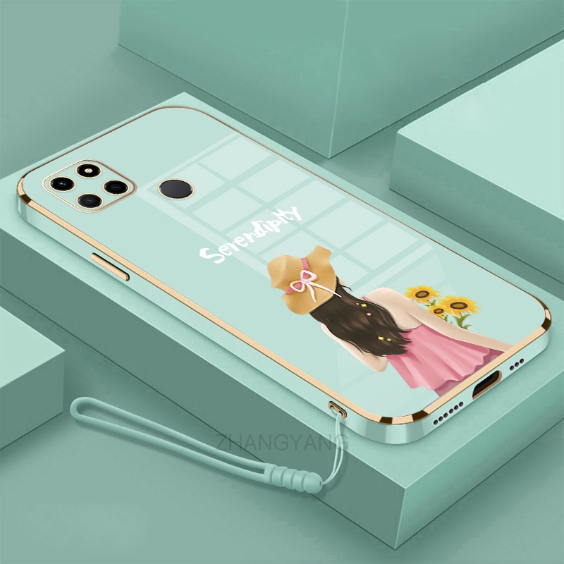 ốp lưng Realme c21y c25y c21 Ốp Điện Thoại TPU Silicon Viền Mạ Màu Hình Cô Gái Xinh Đẹp Cho Realme c21y c25y c21