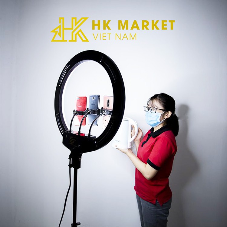 Đèn Led Livestream 45cm Bán Hàng Make Up Chụp Ảnh Sản Phẩm Kèm Giá Đỡ 2m1 Và 3 Kẹp Điện Thoại