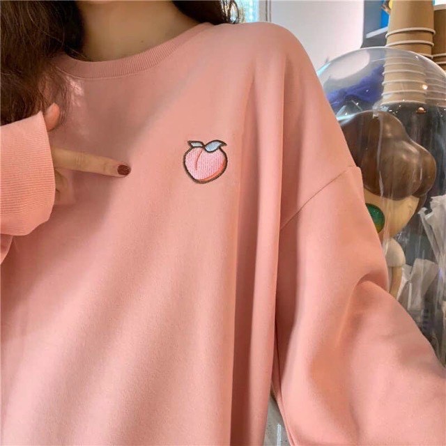 Áo Nỉ Sweater Dành cho nam và nữ kiểu dáng Basic Hình Trái Cây Thêu Đơn Giản Siêu Xinh- Nỉ Loại 1 Form 70kg