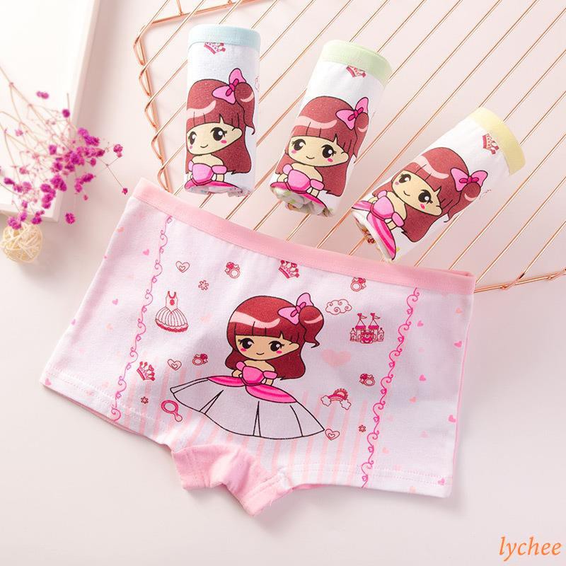 Set 4 Quần Lót cotton Họa Tiết Hoạt Hình Cho Bé Gái